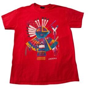 VTG Sportex T Shirt Sz Small Red New Mexico Native American Art Made In USA
